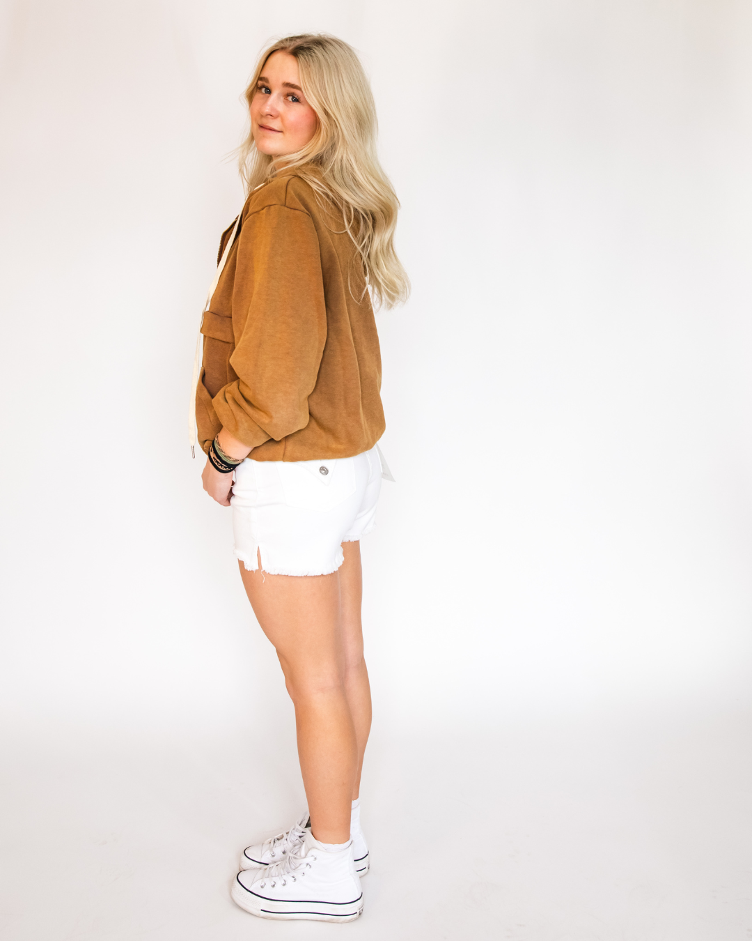 Hudson Croxley High Rise White Snow Shorts