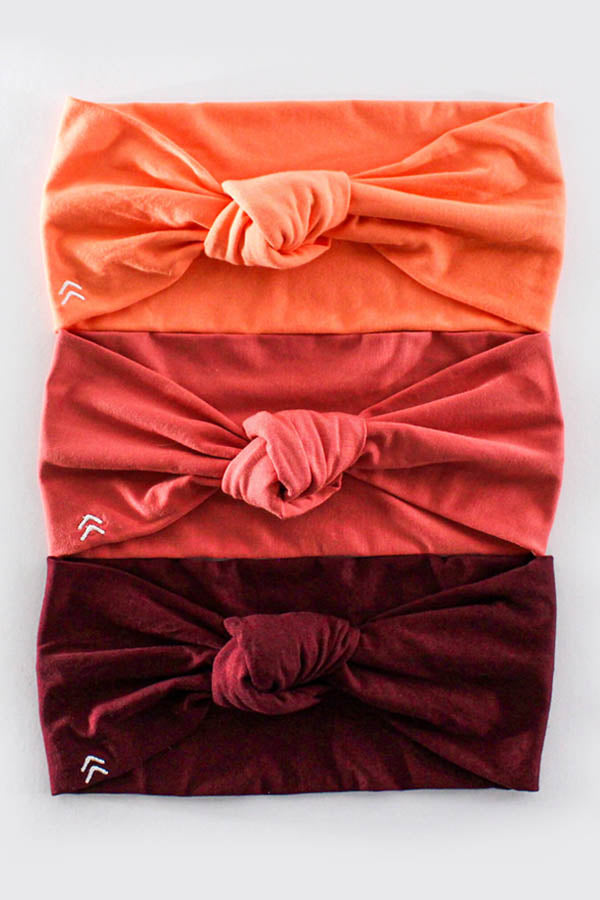 soulvation sunset knot headband bundle peach mauve and scarlett