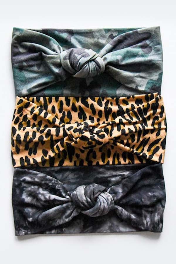 soulvation wild knot headband pack camo leopard cheetah tie dye