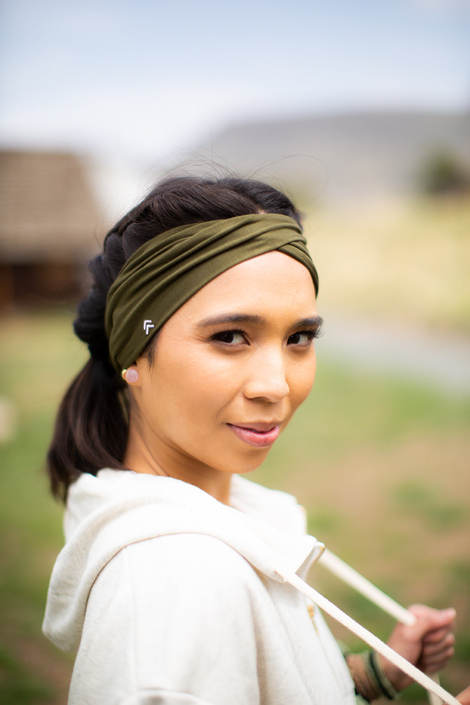 soulvation twist olive green headband