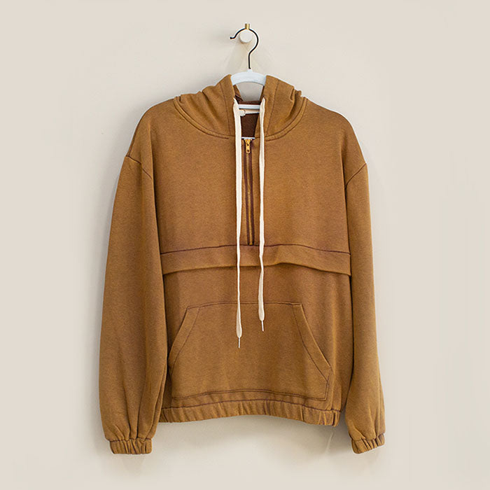 soulvation quarter zip hoodie copper brown tan