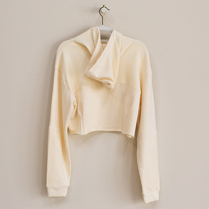 Cream Milk Cropped Hoodie