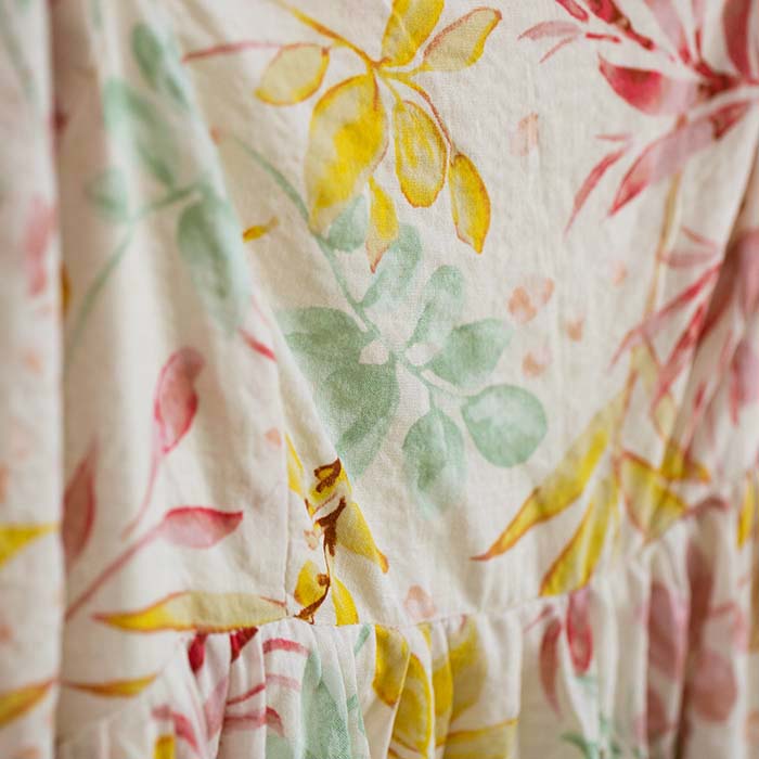 Flower Print 3/4 Quarter Sleeve Mini Dress