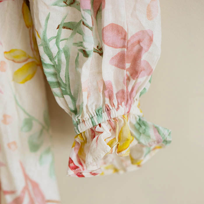 Flower Print 3/4 Quarter Sleeve Mini Dress