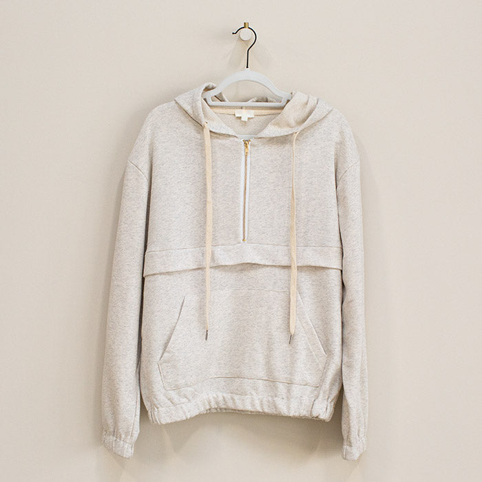 soulvation quarter zip hoodie oatmeal light heather grey
